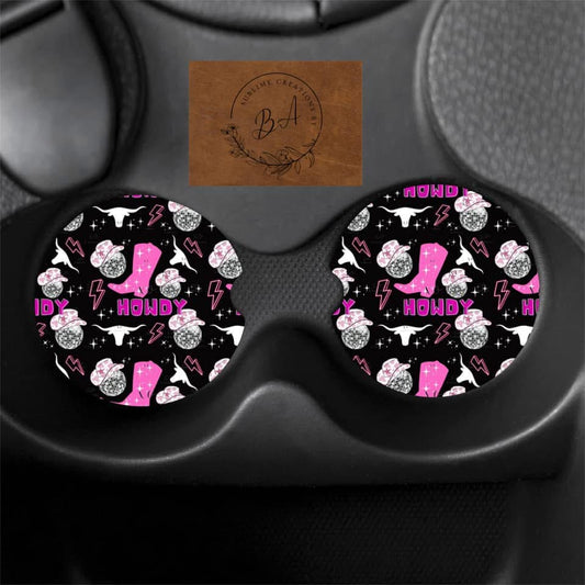 Howdy Disco Print Car Coaster Set