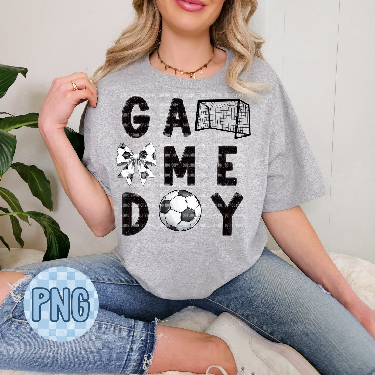 Game Day Glittered Soccer PNG Digital File ONLY
