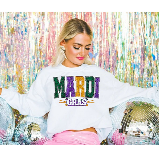 Glitter Mardi Gras DTF Print Only