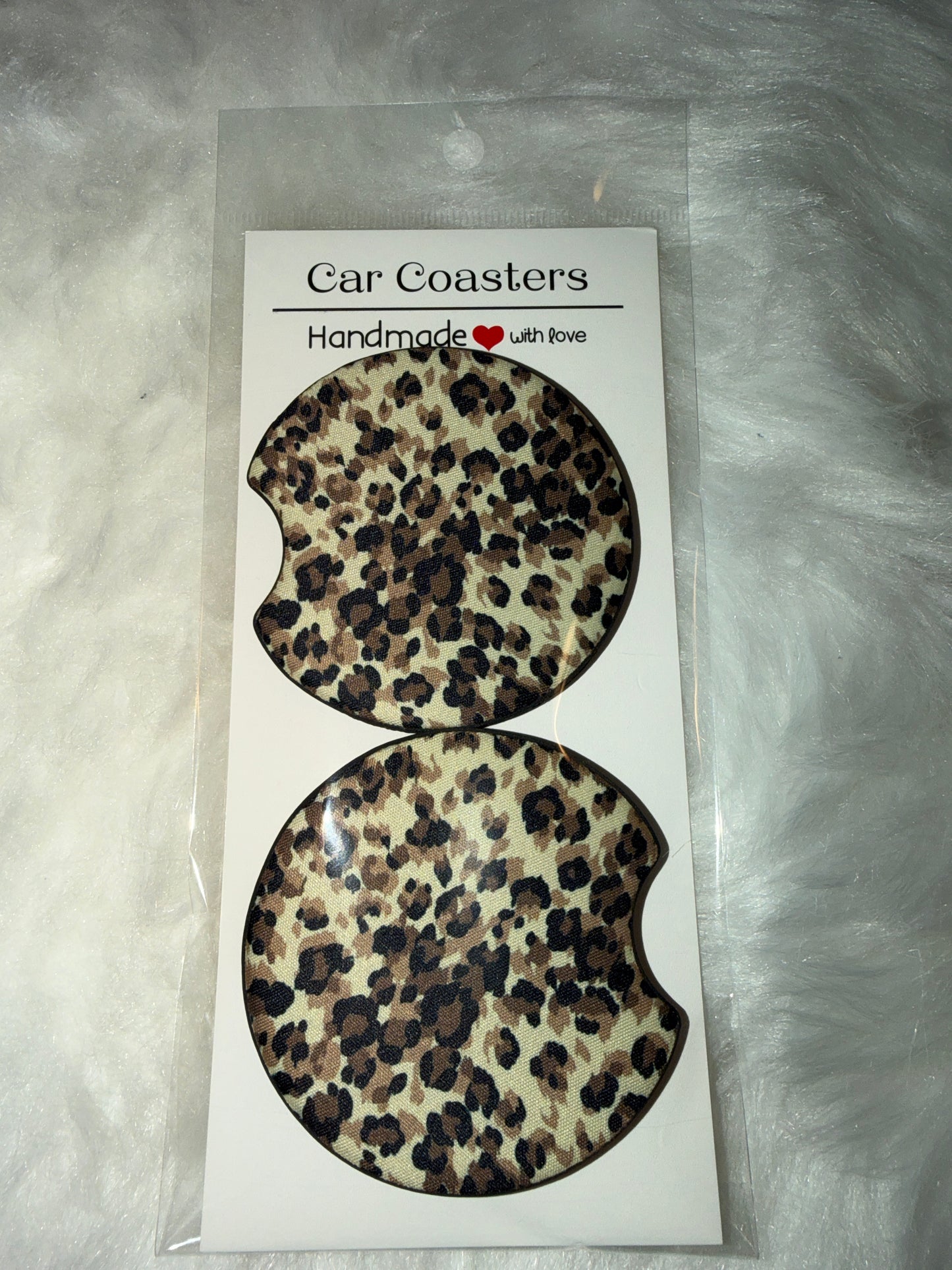 Leopard Print Car Coaster Set