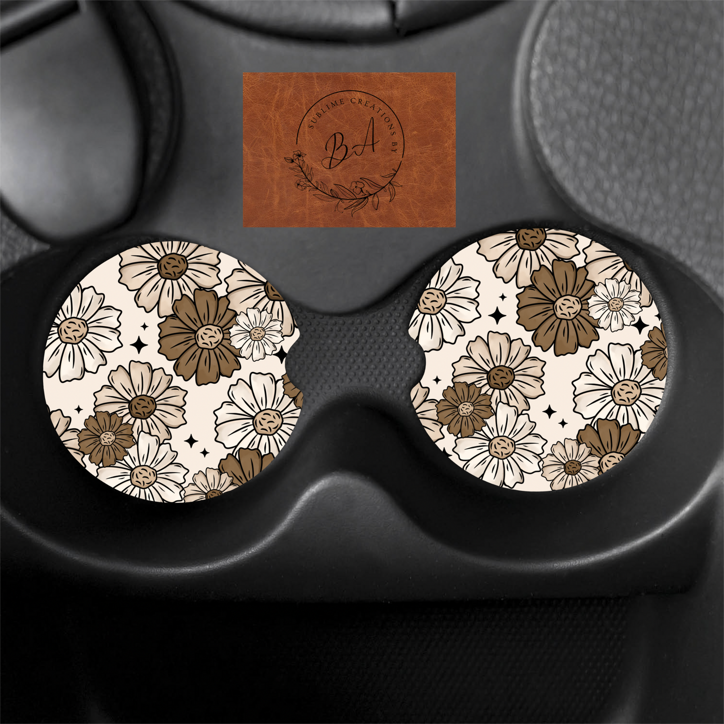 Mama Florals Print Car Coaster Set