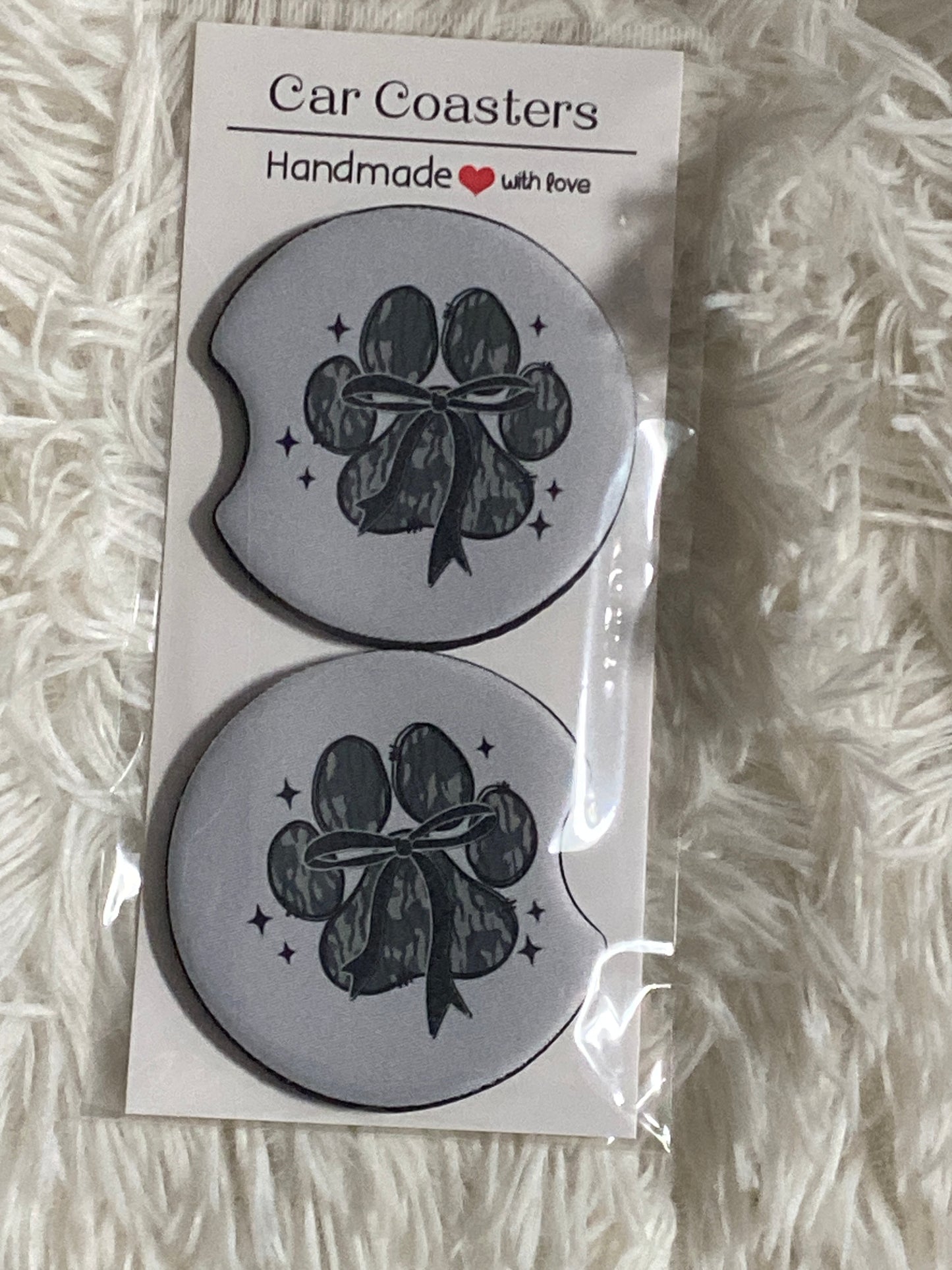 Camo Dog Coquette Print Car Coaster Set