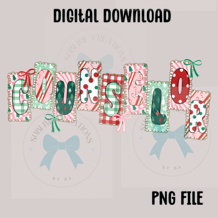 Custom Counselor Christmas PNG Digital File ONLY