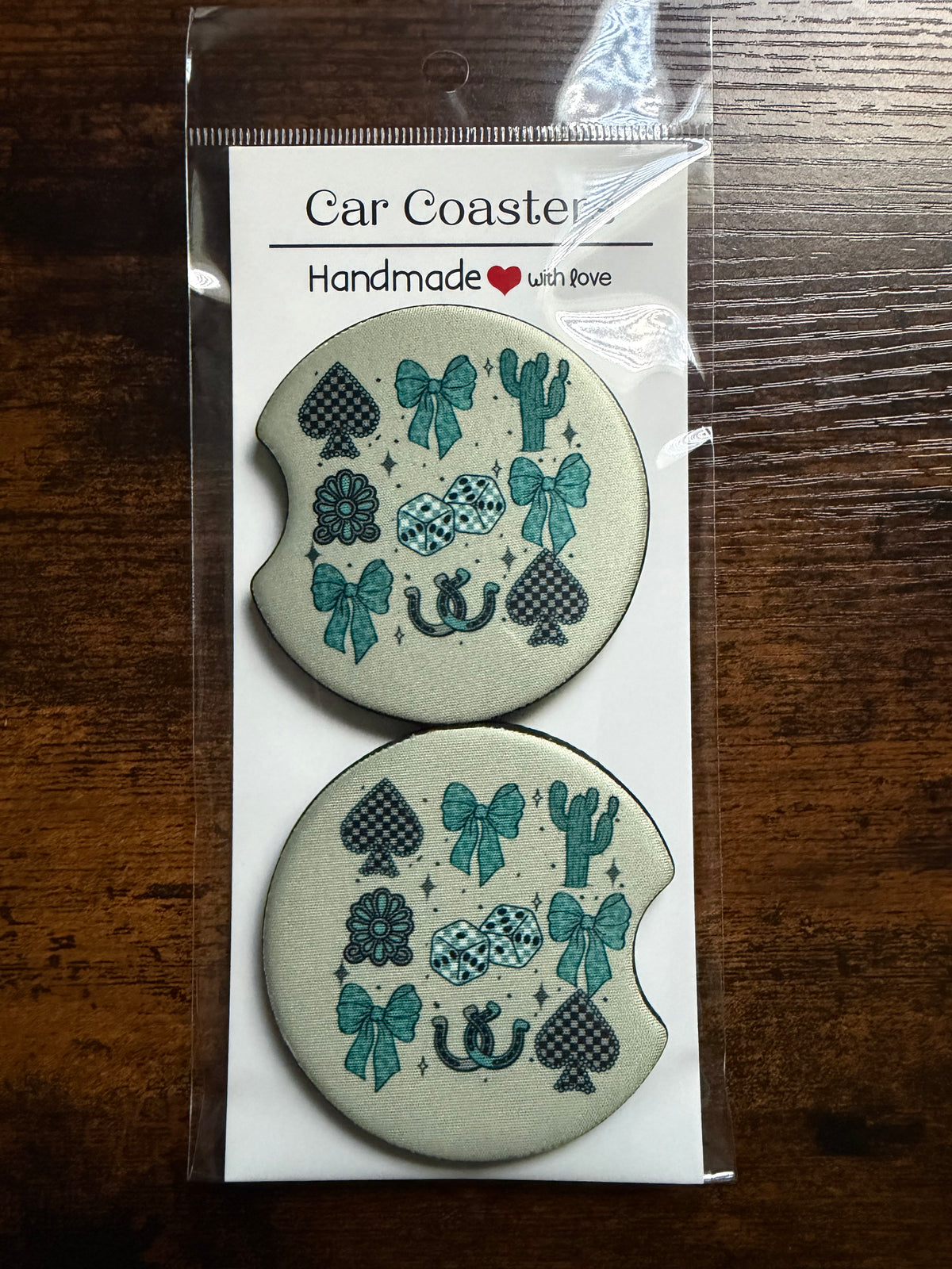 Turquoise Western Collage Seamless Car Coaster Sets