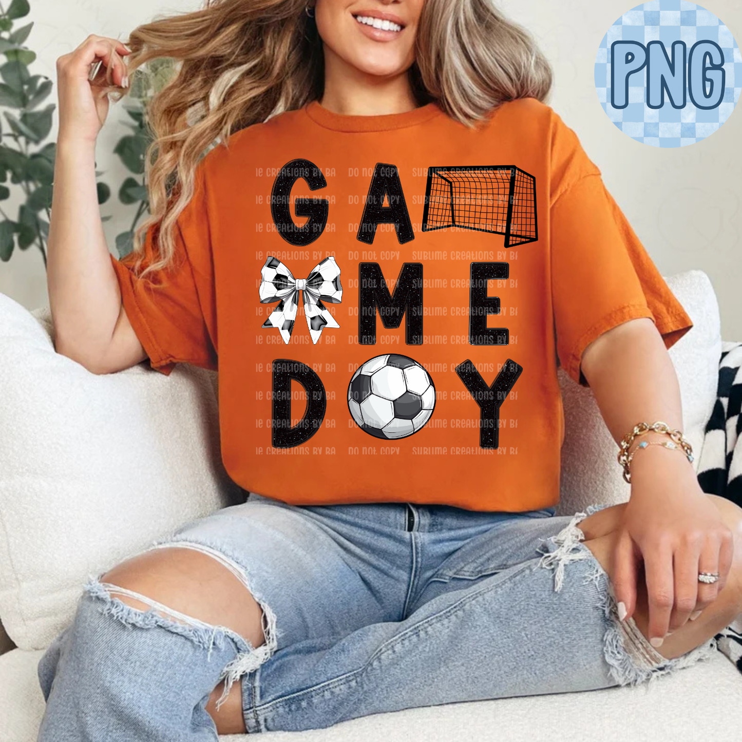 Game Day Glittered Soccer PNG Digital File ONLY