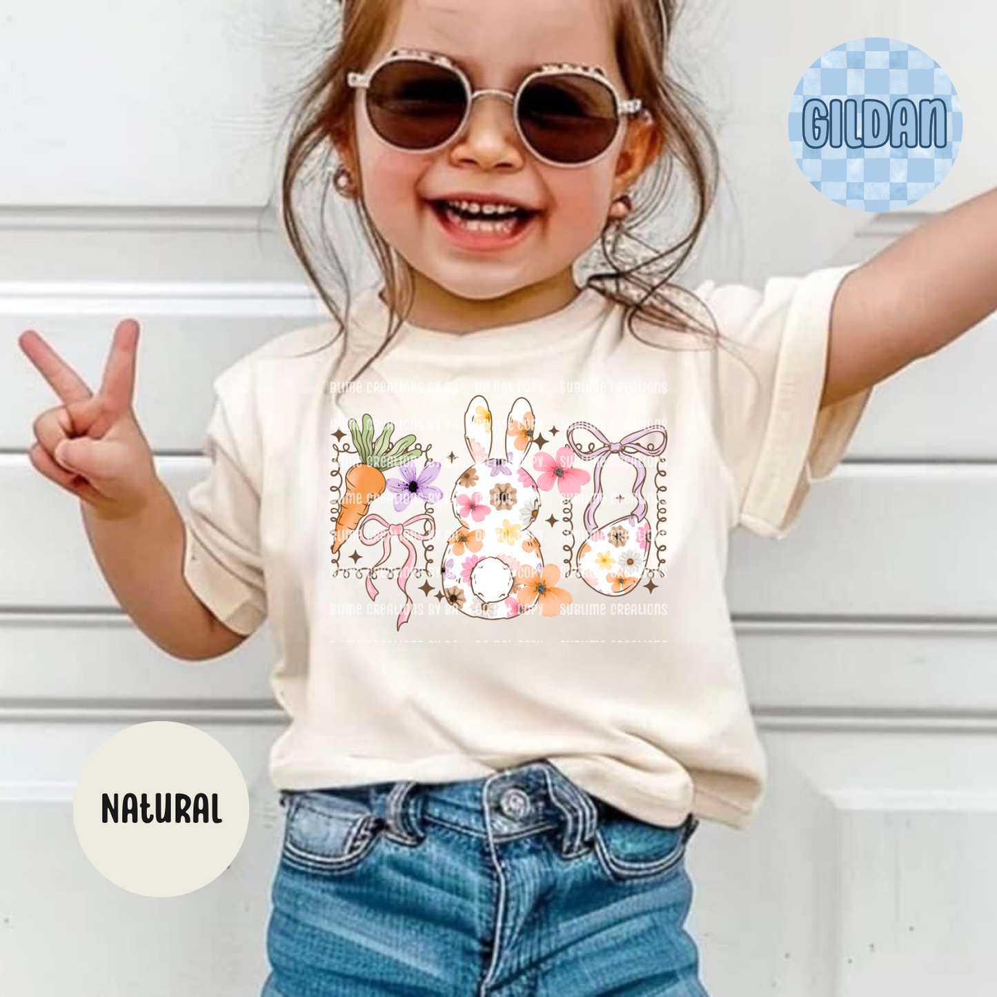 Bunny Floral Frames Kids Youth Tee