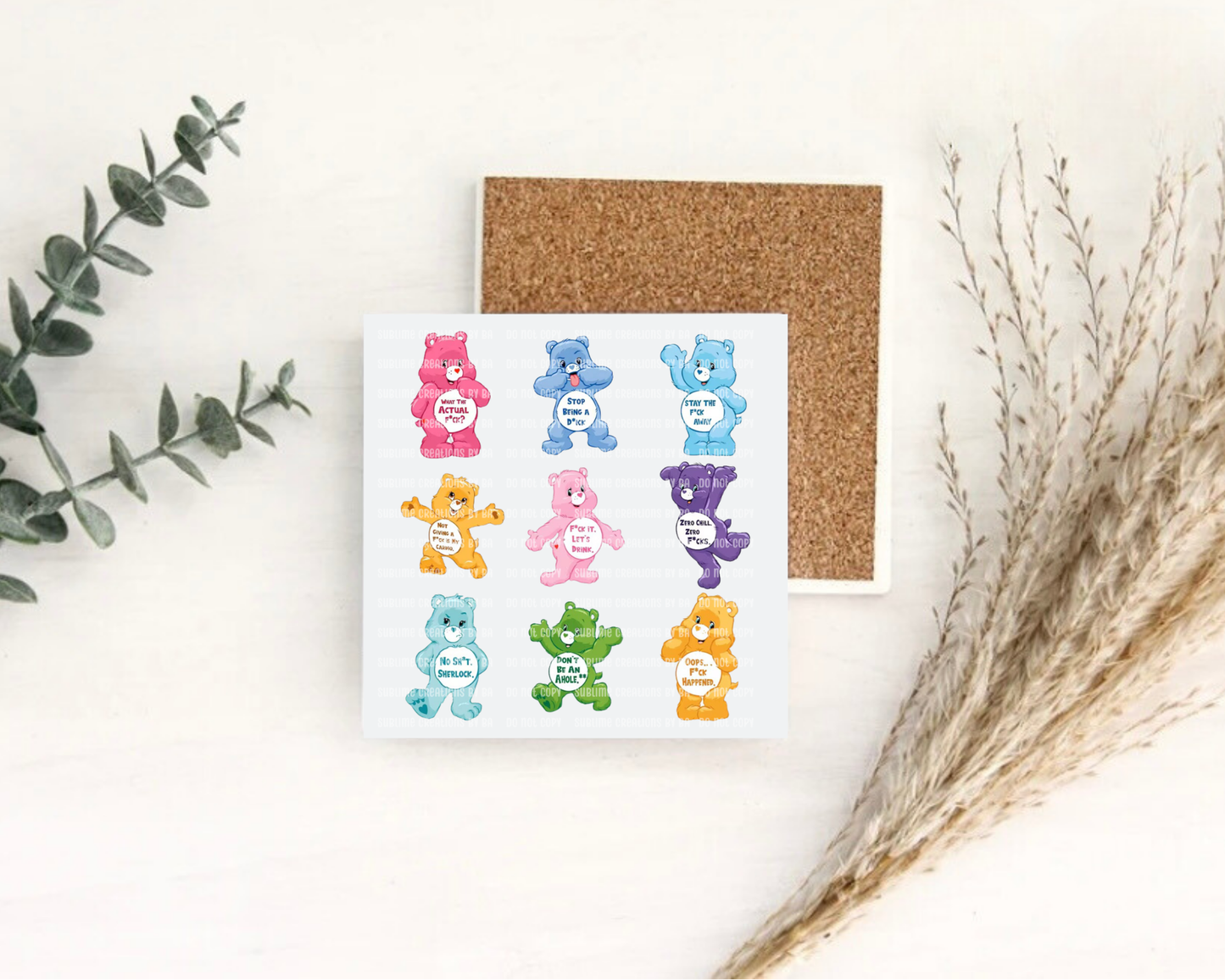 Funny Bear Bad Word Desk Coaster