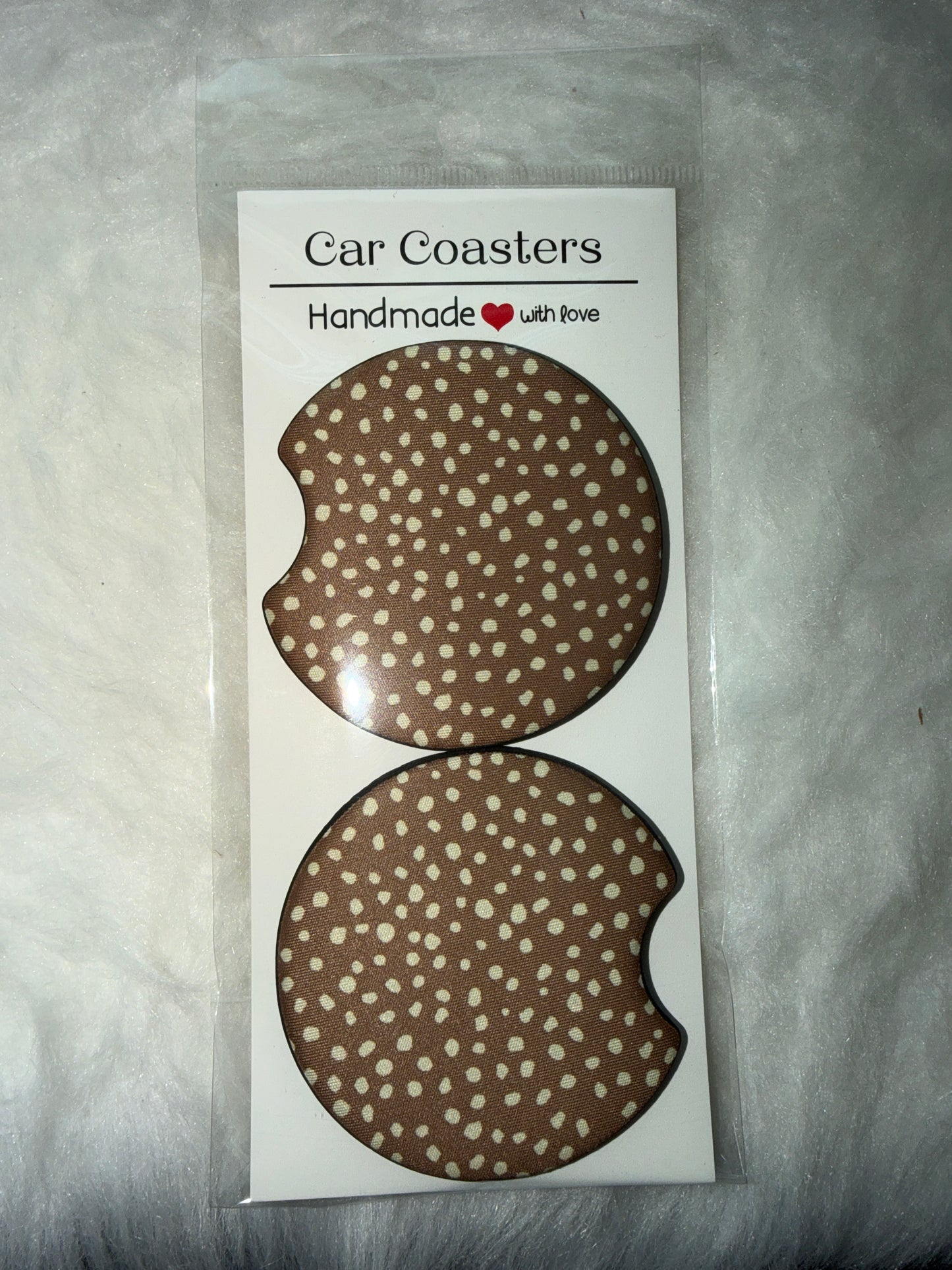Brown Dogs Seamless Print Car Coaster Set