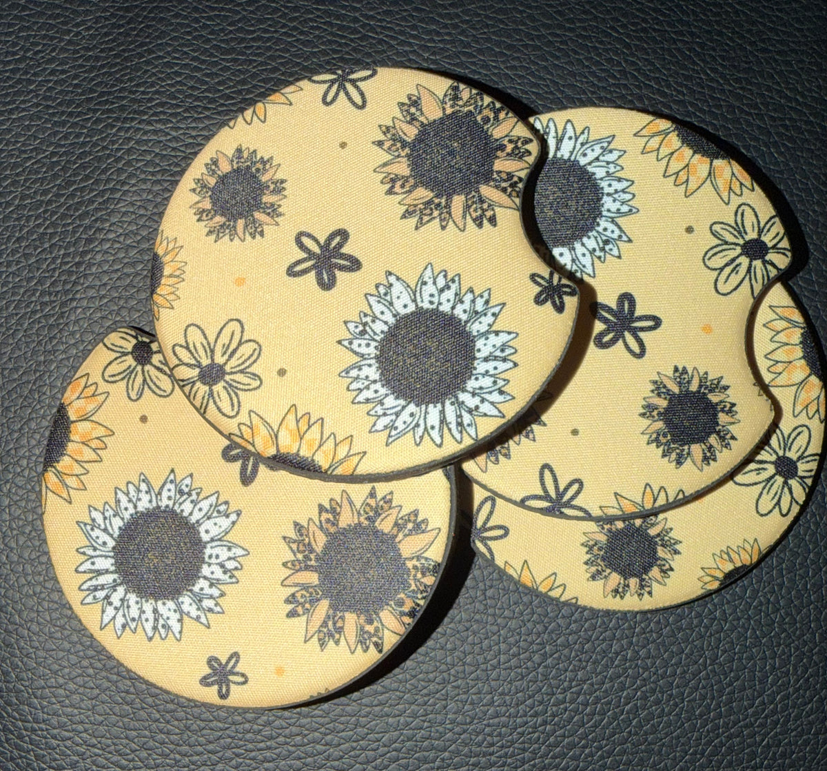 Patterned Sunflowers Seamless Car Coaster Sets