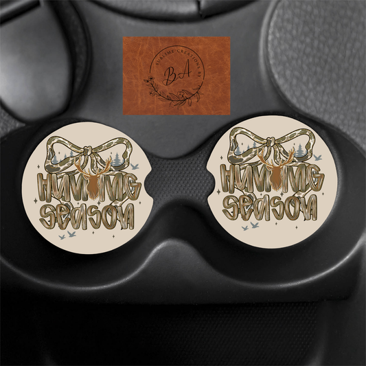 Hunting Season Camo Print Car Coaster Set