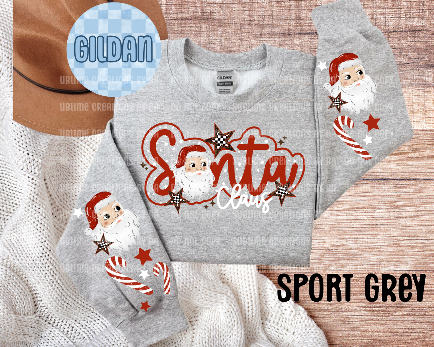 Santa Claus Adult Sweatshirt with Sleeve Print
