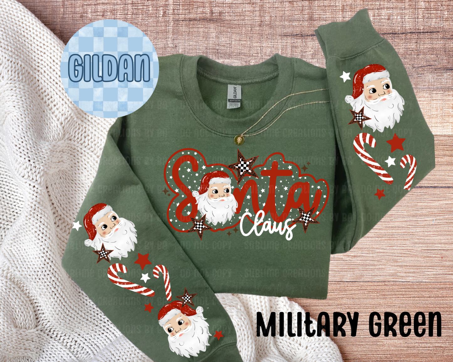 Santa Claus Adult Sweatshirt with Sleeve Print