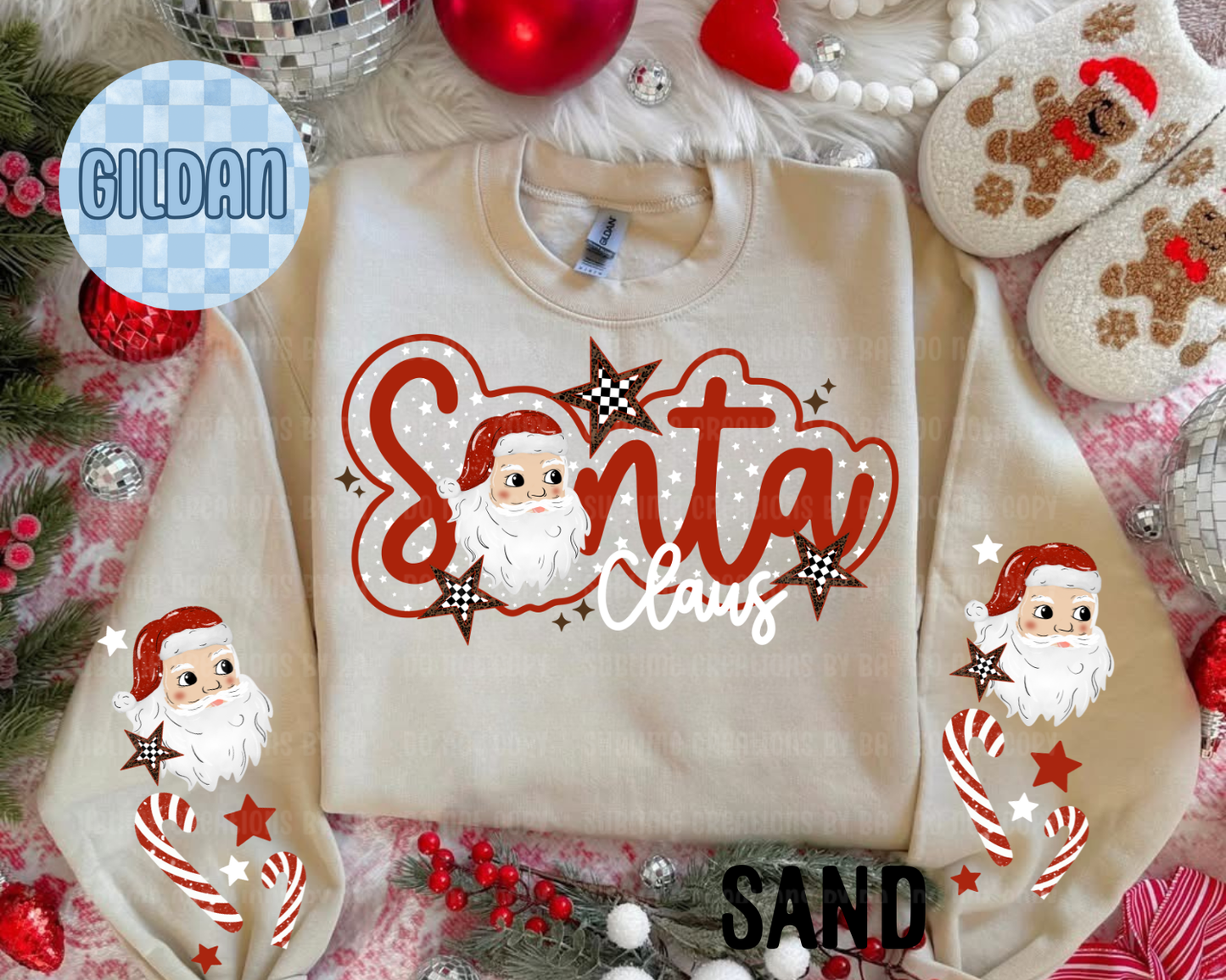 Santa Claus Adult Sweatshirt with Sleeve Print
