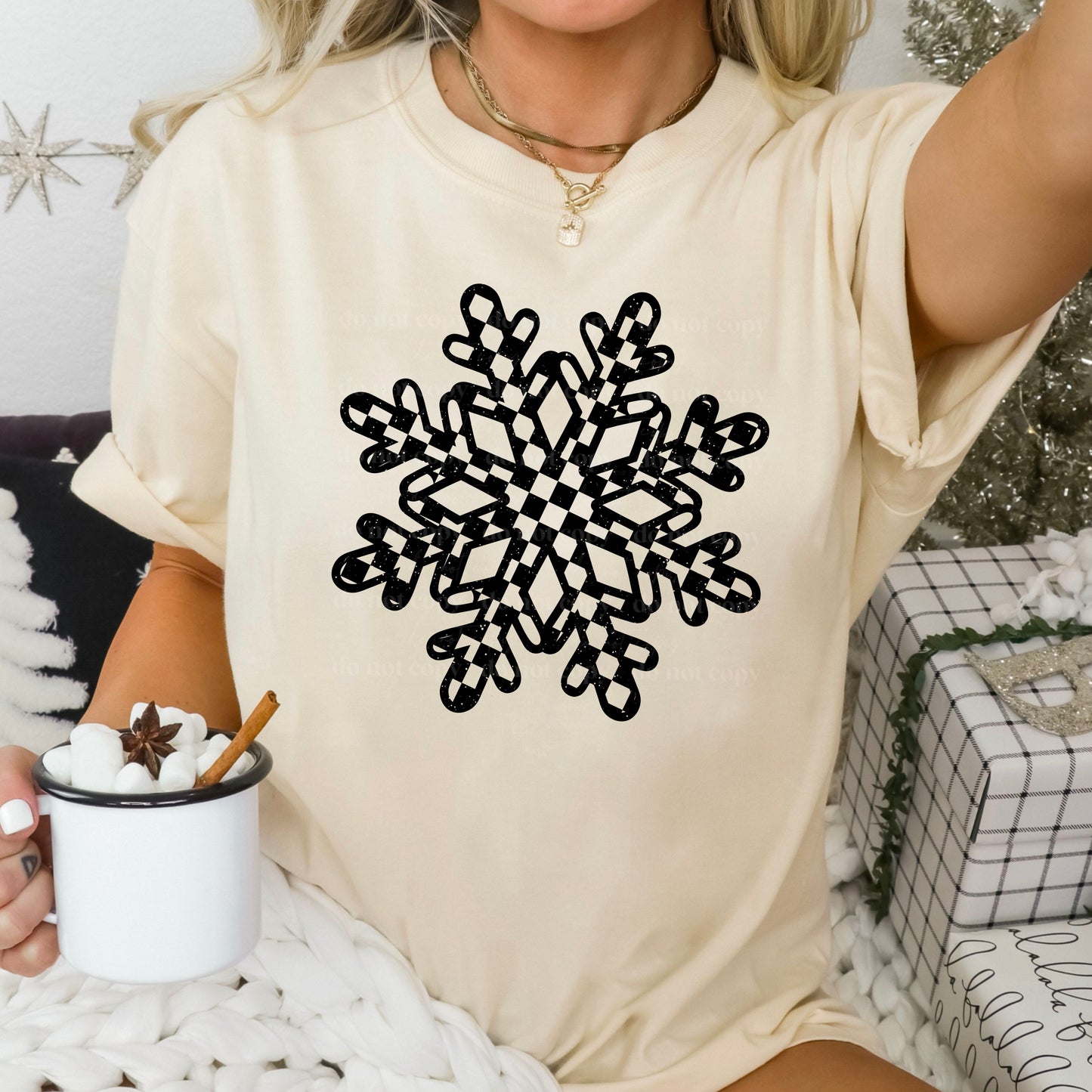 Checkered Snowflake DTF Print Only