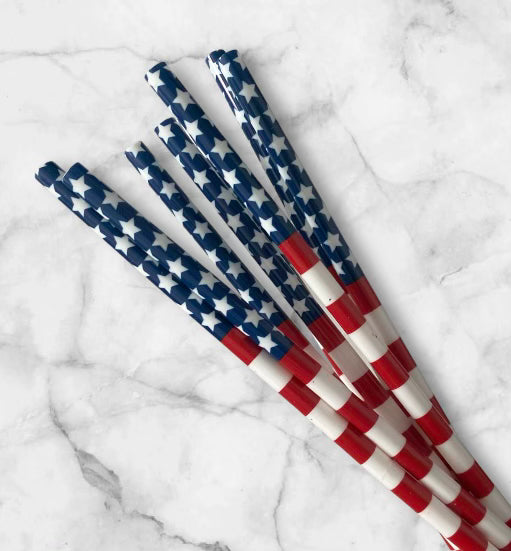 9 in Flag Print Straw