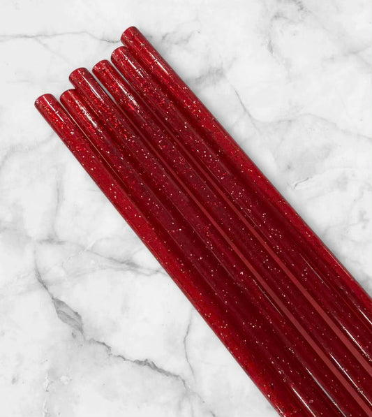 11 in Red Glitter Straw