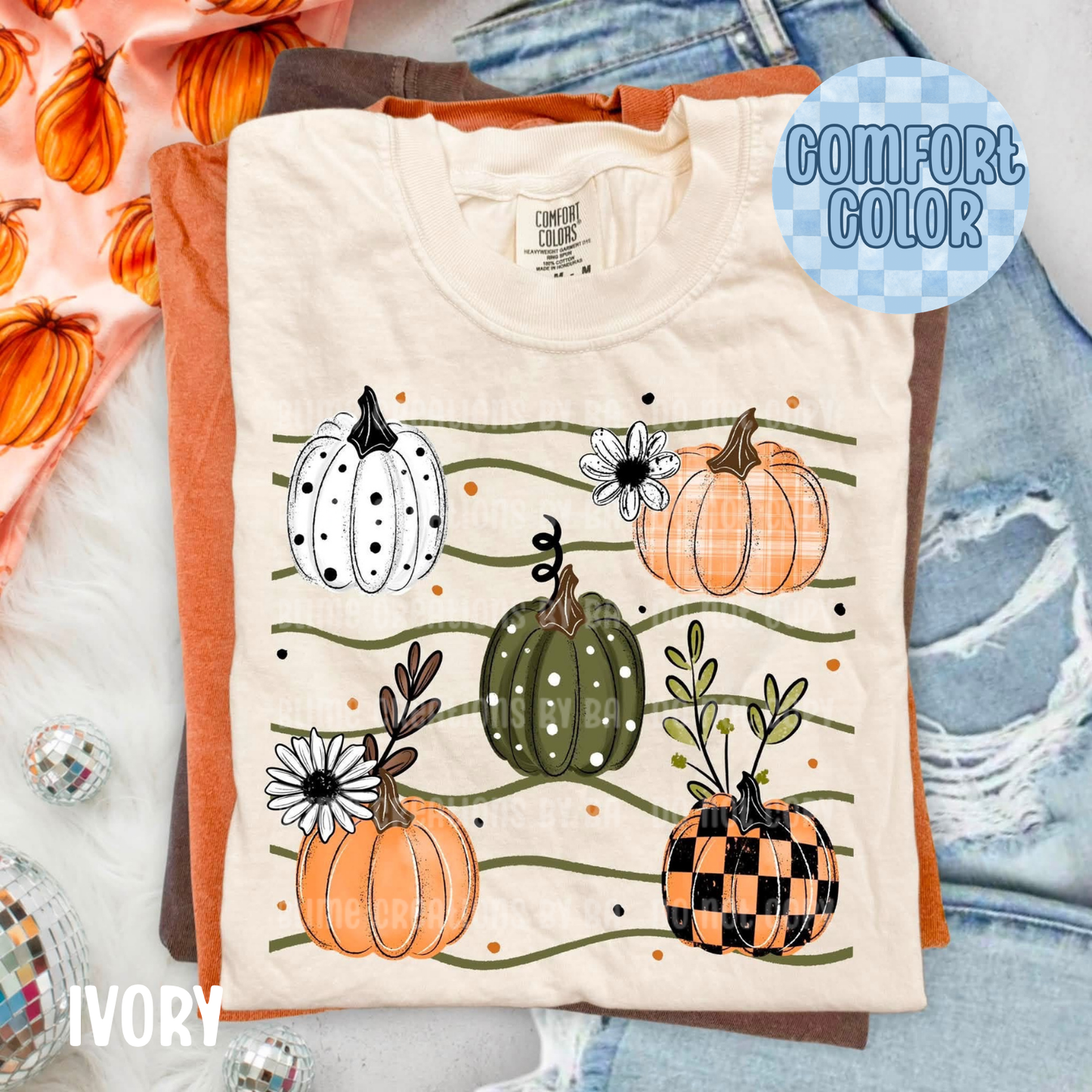 5 Pumpkins and Wavy Lines Apparel