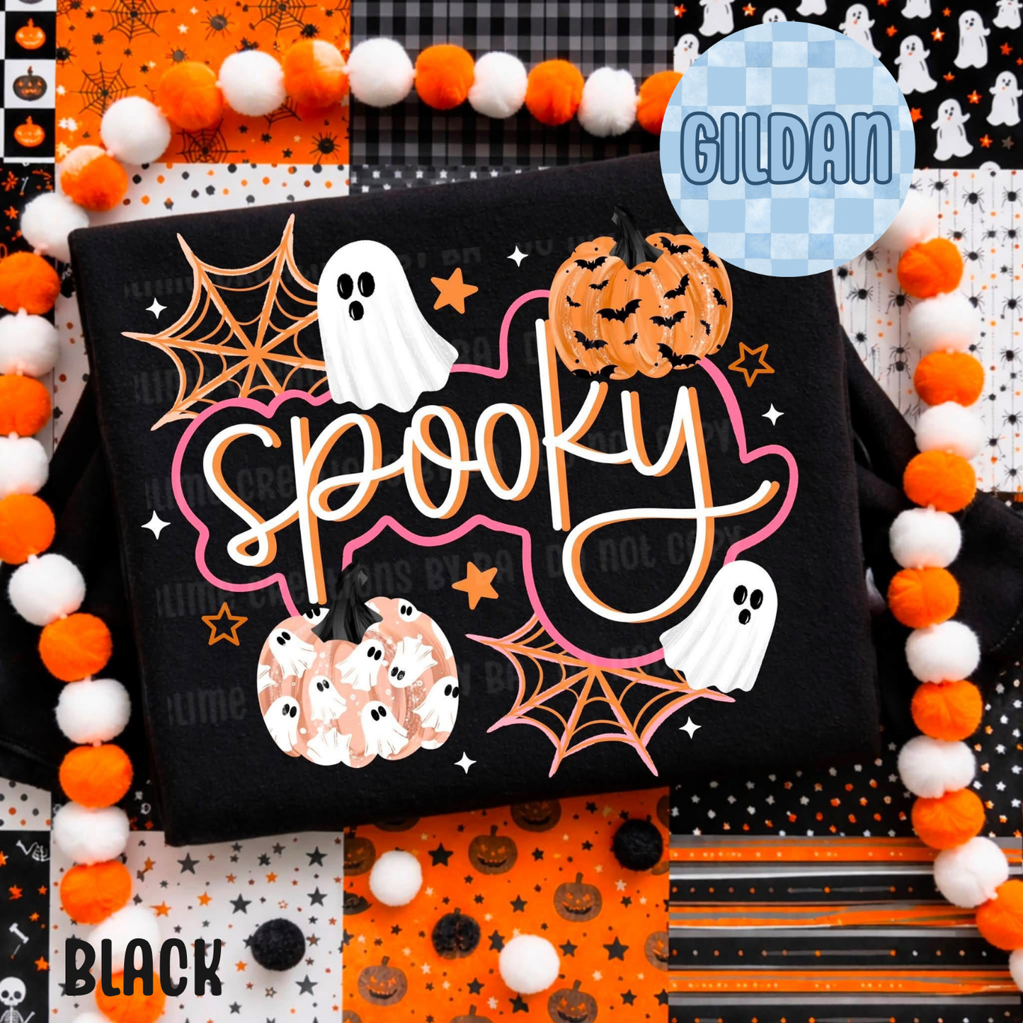 Spooky Cursive with Pumpkins Apparel