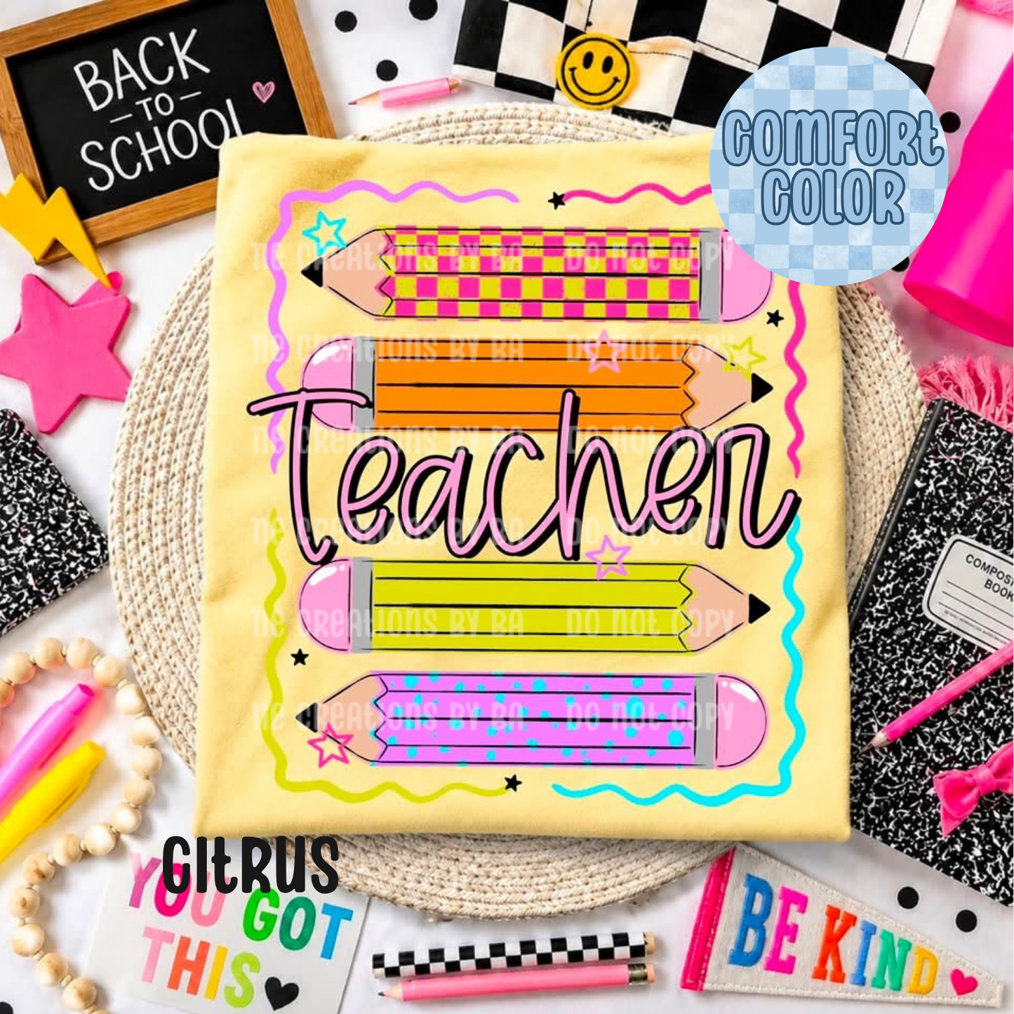 Teacher Colorful Pencil Apparel