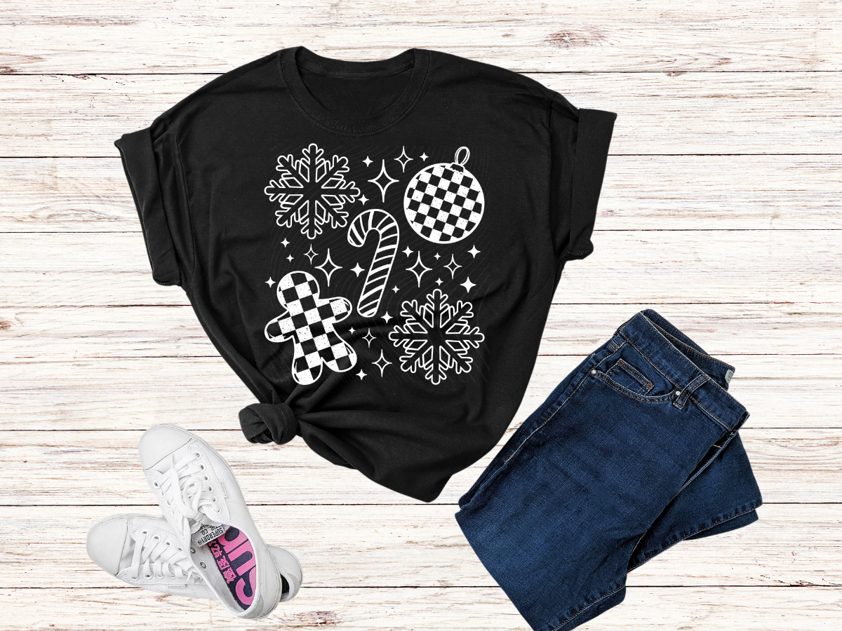 Christmas Checker Doodle DTF Print