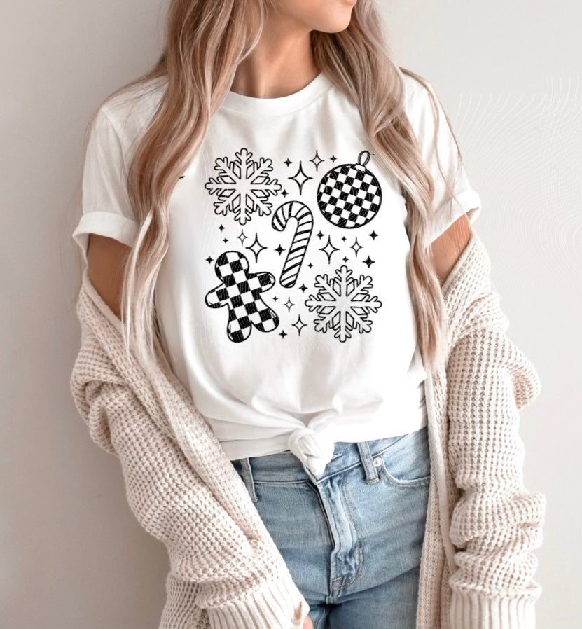 Christmas Checker Doodle DTF Print