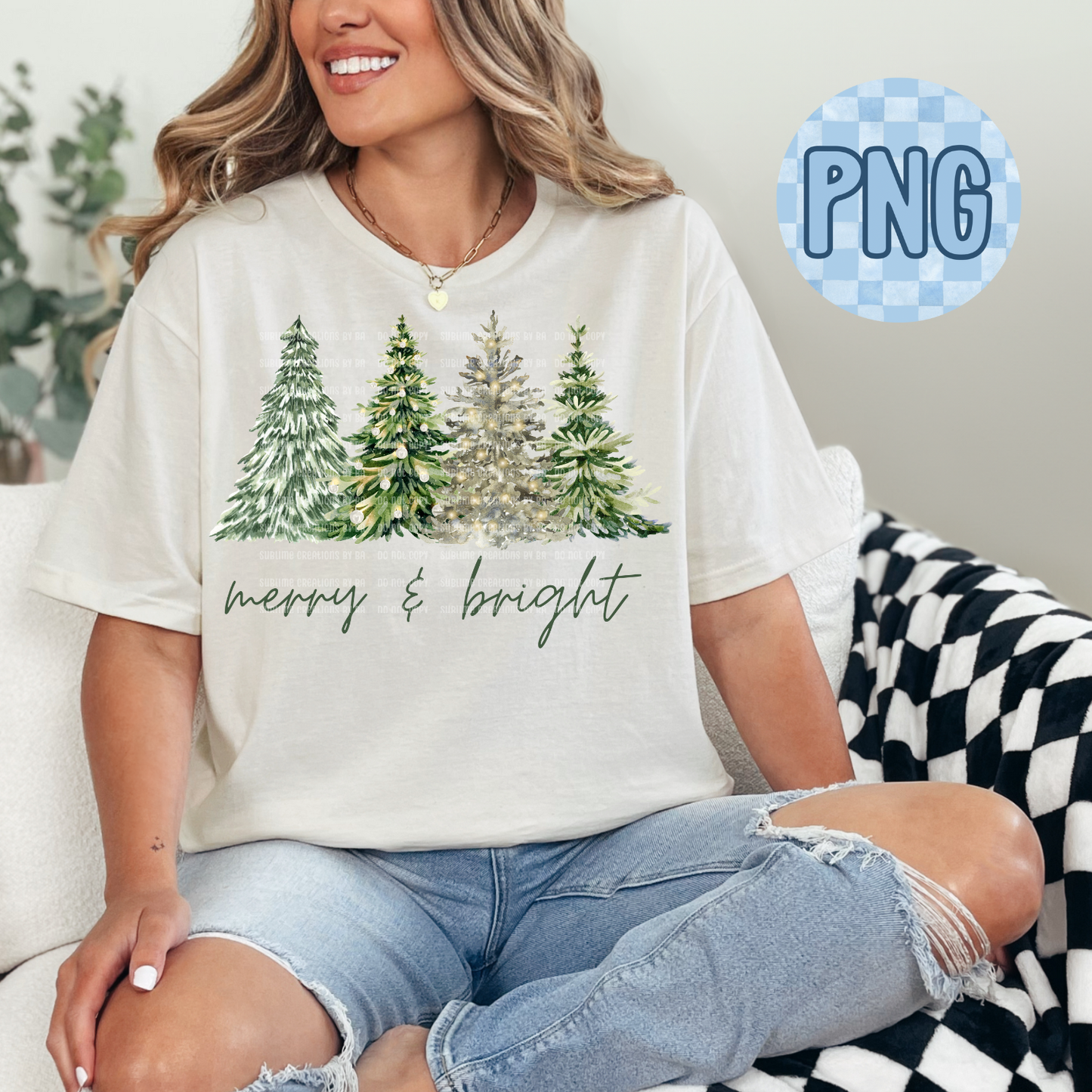 Merry & Bright Christmas Trees PNG Digital File ONLY