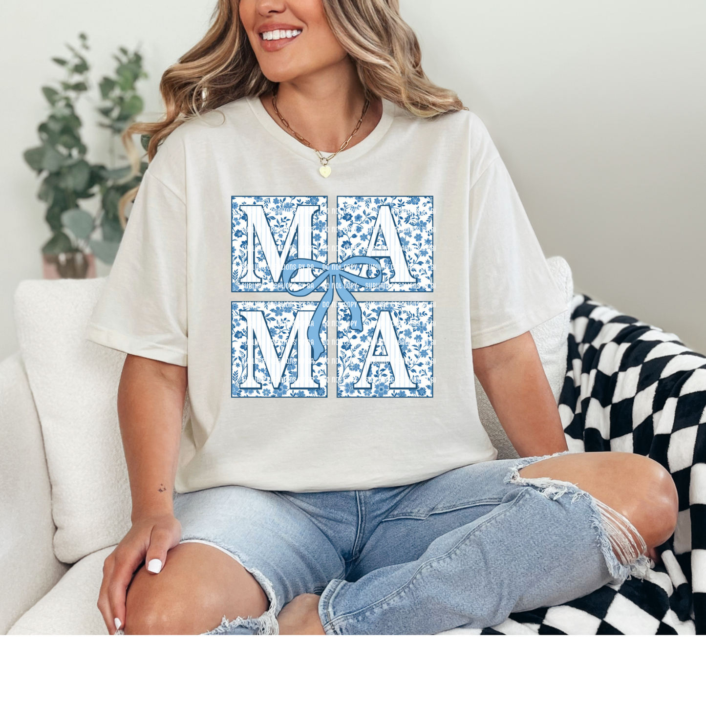 Blue Floral Chinoise Coquette Tee