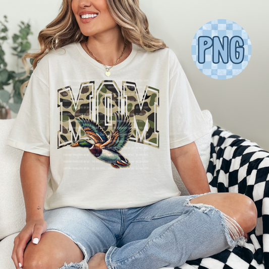 Mom Camo Flying Mallard Duck PNG Digital File ONLY