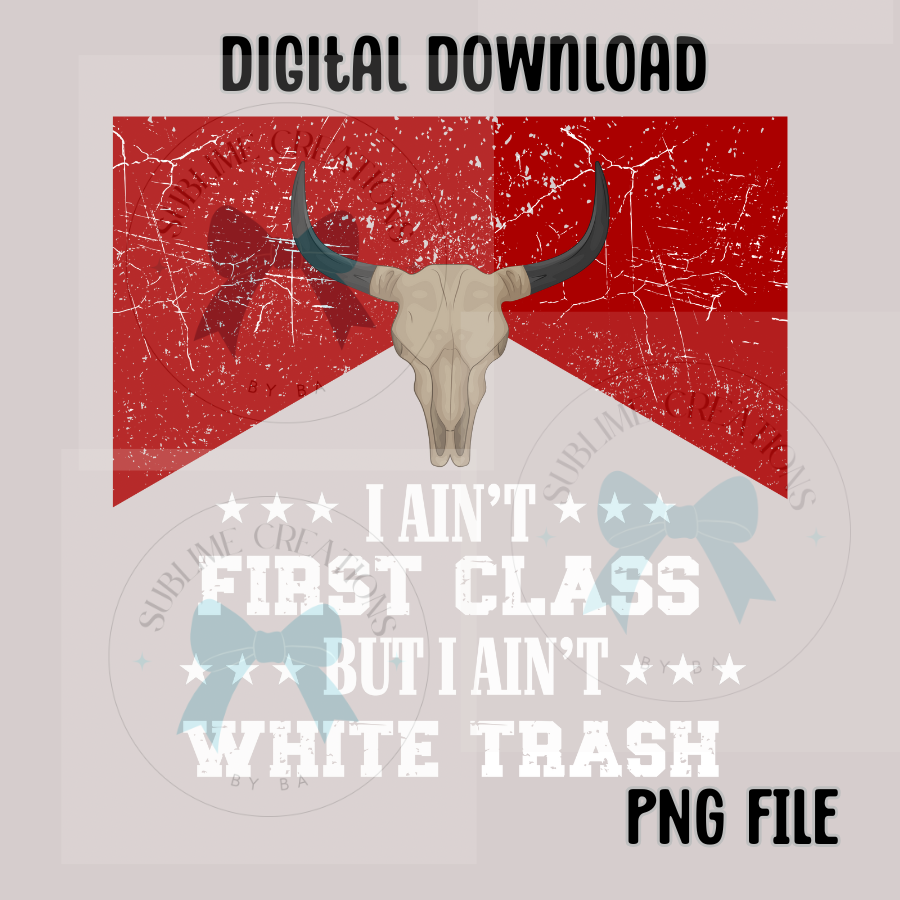 I Ain't First Class, I Ain't White Trash PNG Digital File ONLY