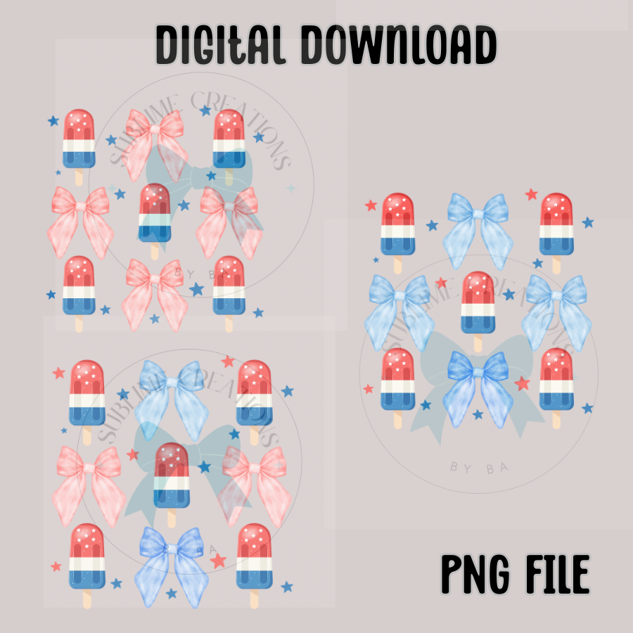 Popsicle Bow PNG Digital File ONLY