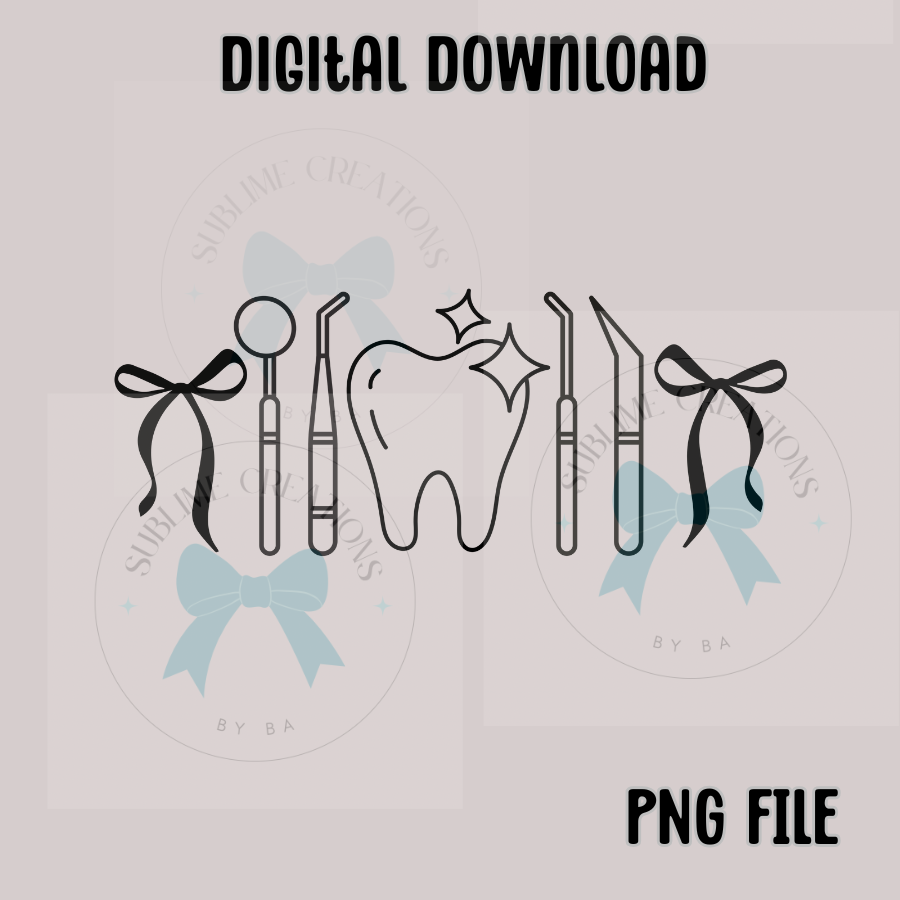 Dental Bow Outline PNG Digital File ONLY