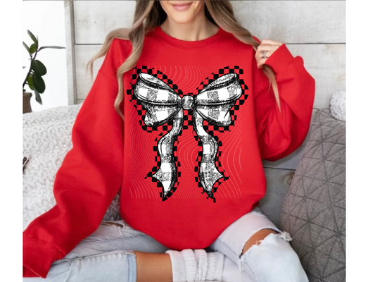 Black Plaid Bow Sweatshirt