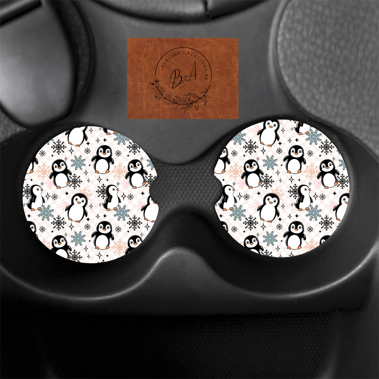 Too Cold Outside Print Car Coaster Set