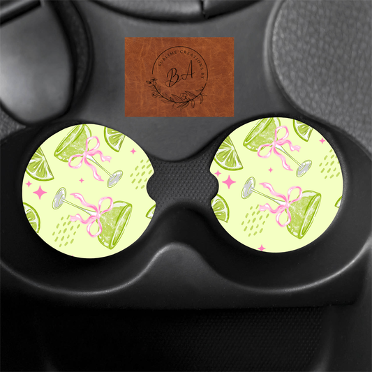 Margarita Bow Seamless Print Car Coaster Set