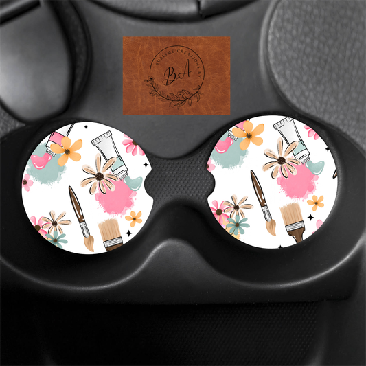 Paint Your Dreams Seamless Print Car Coaster Set