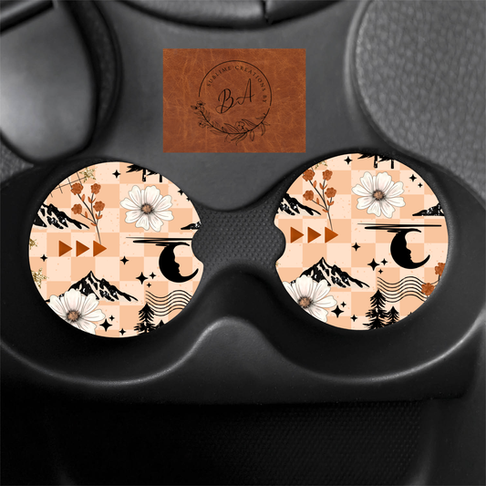 Wanderlust Seamless Print Car Coaster Set