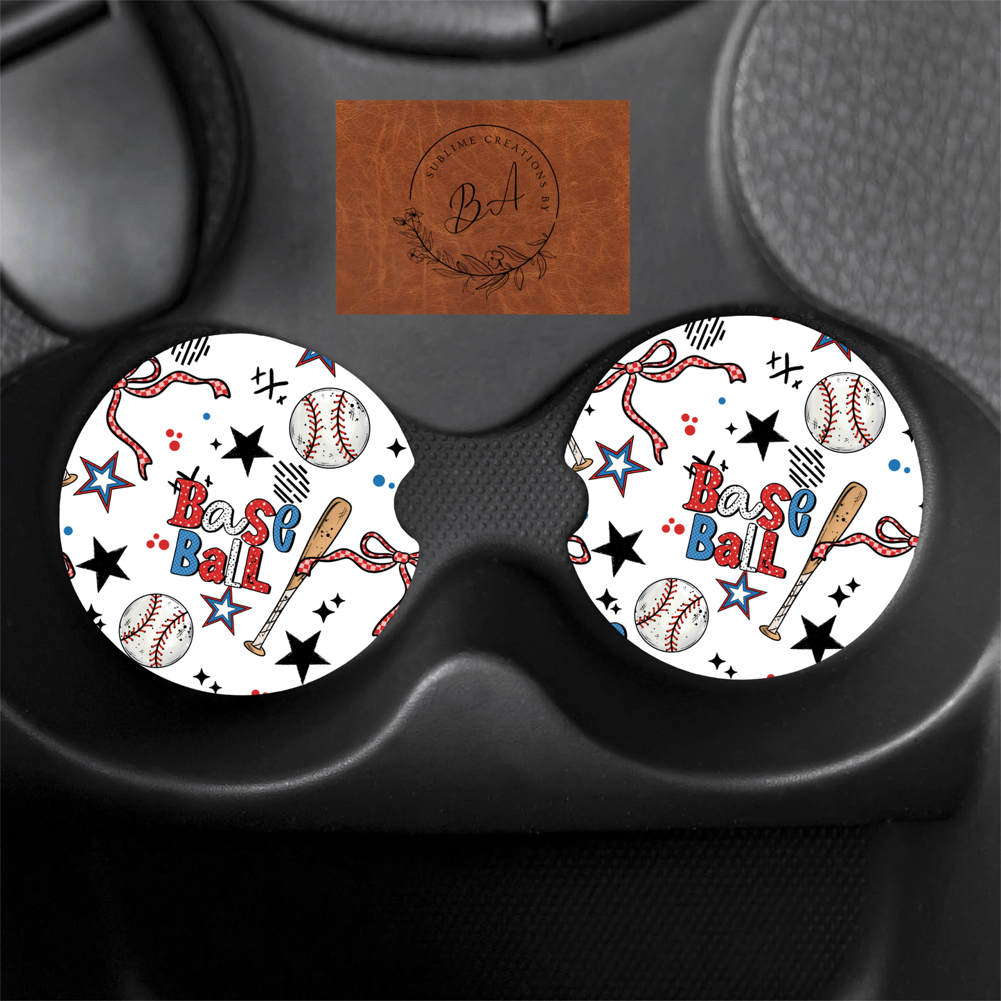 Baseball Seamless Car Coaster Set