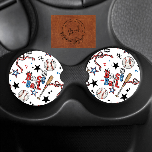 Baseball Seamless Car Coaster Set