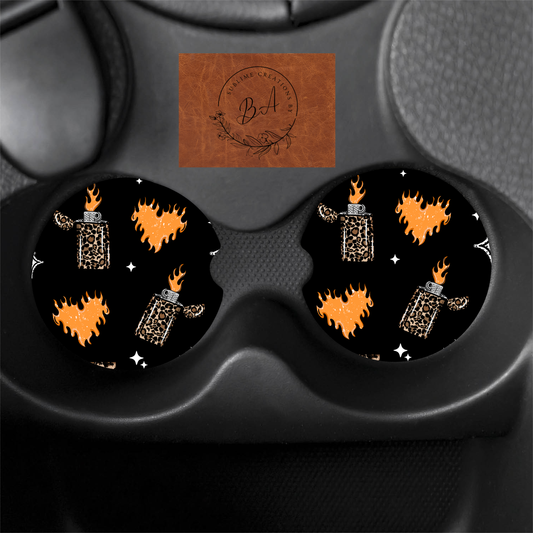 Lighter Hearts Seamless Print Car Coaster Set