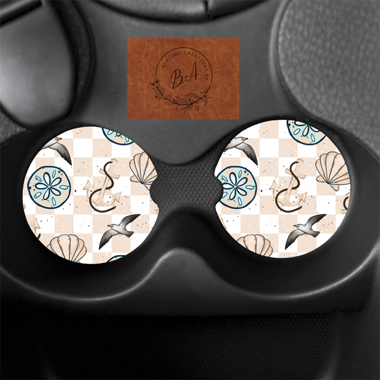 Salty Seamless Print Car Coaster Set