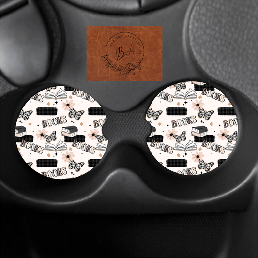 Butterfly Books Star Seamless Print Car Coaster Set