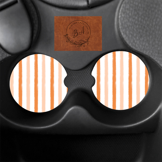 Peachy Stripes Coord Seamless Print Car Coaster Set