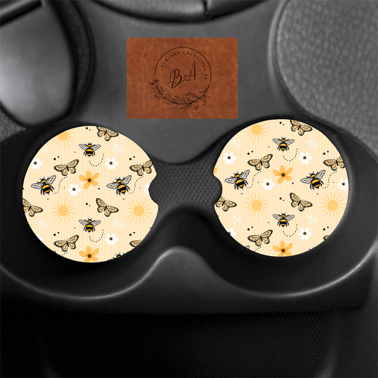 Sunshine on My Mind Seamless Print Car Coaster Set