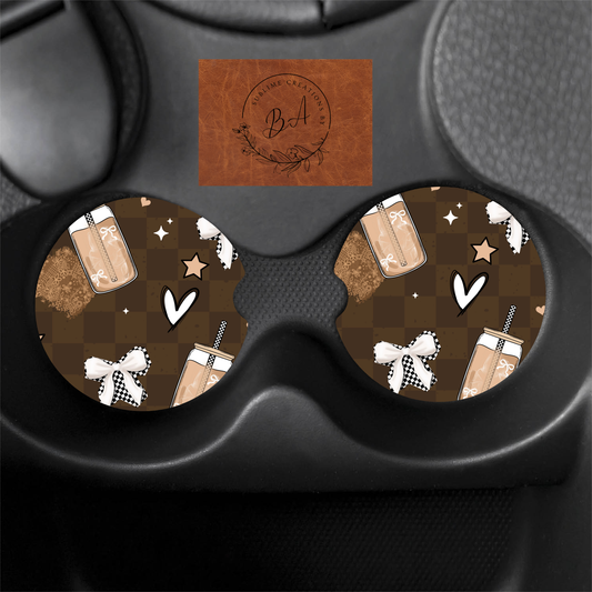 Coffee on the Rocks Seamless Car Coaster Set