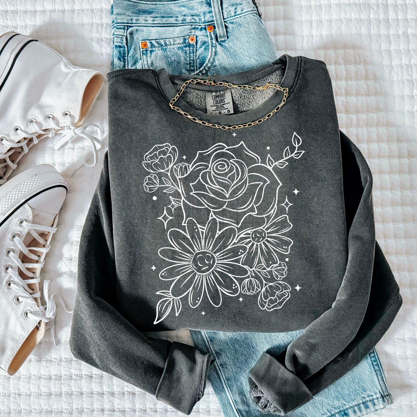 Floral Single Color DTF Print