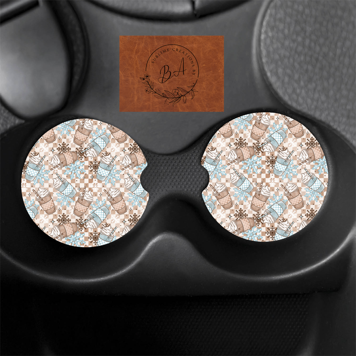 Frappuccino Print Car Coaster Set
