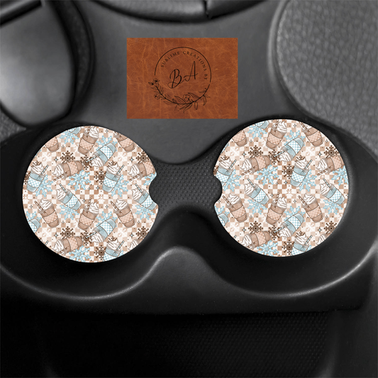 Frappuccino Print Car Coaster Set