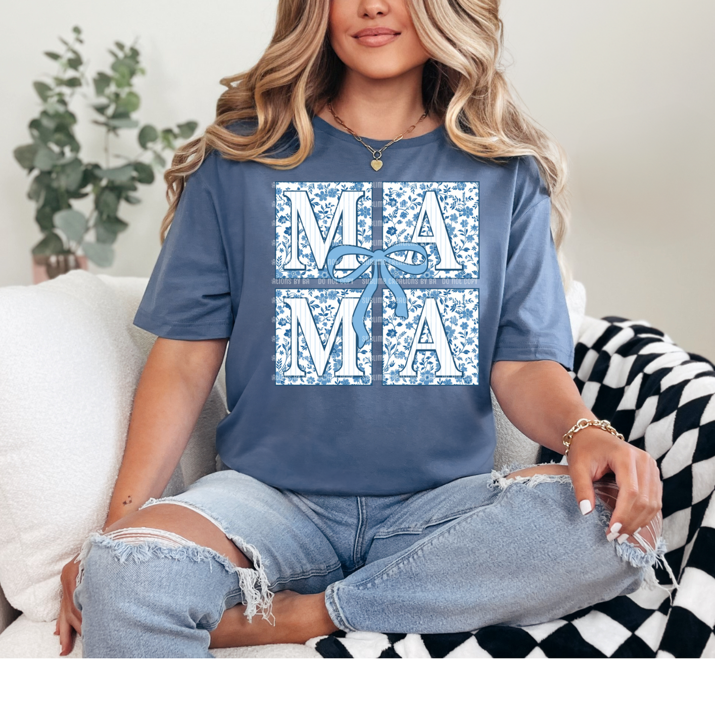 Blue Floral Chinoise Coquette Tee