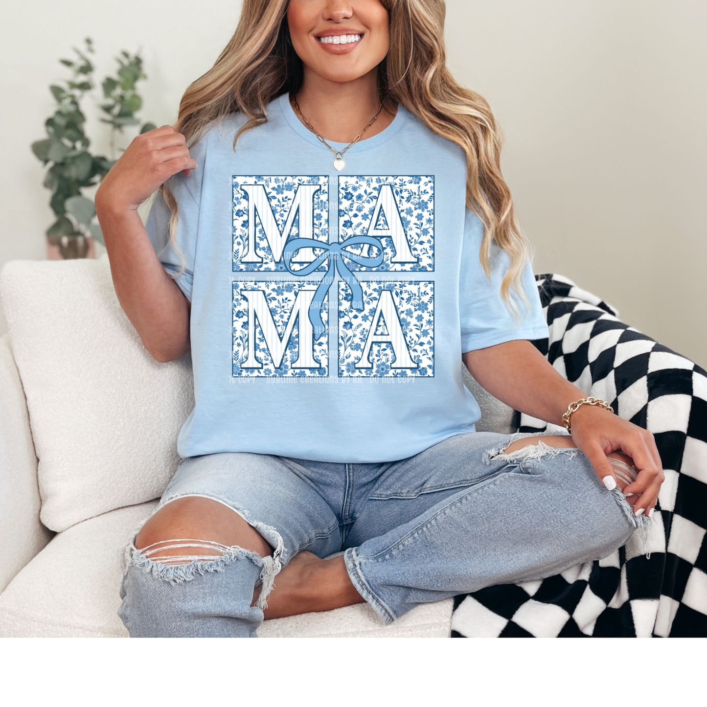 Blue Floral Chinoise Coquette Tee