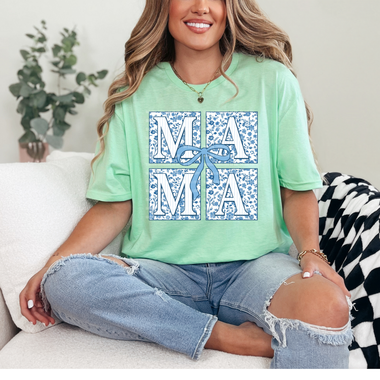 Blue Floral Chinoise Coquette Tee